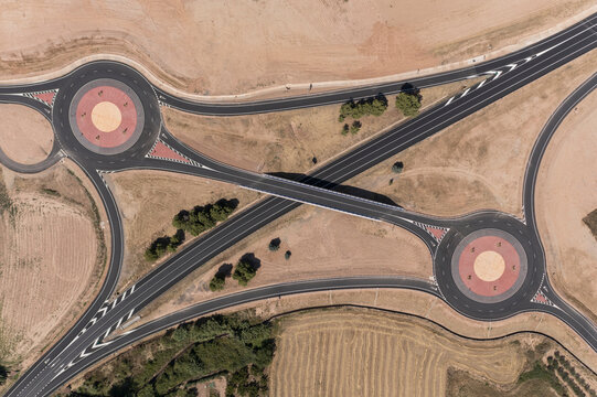 Aerial view of a roundabout