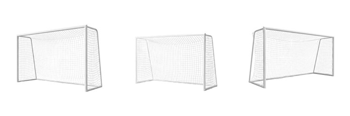 Football goalpost white metal soccer goal Portería But de football Fußballtor professional stadium equipment net structure match play training facility outdoor sports field SEO © Sweet