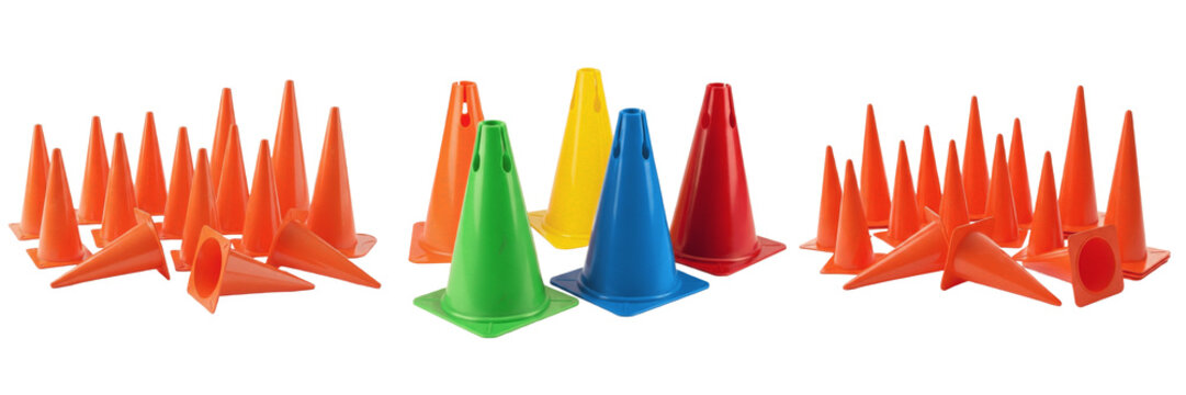 Training cones agility markers Conos de entrenamiento C&ocirc;nes d'entra&icirc;nement Trainingskegel orange plastic markers for soccer football drill training fitness agility speed practice