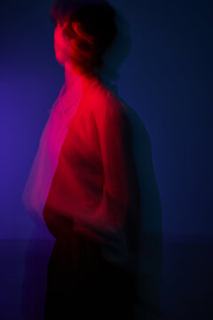 Light and motion create a blur of colors in the background