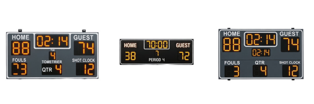 Basketball scoreboard digital display Marcador de baloncesto Tableau de basket Basketball-Anzeigetafel stadium equipment for points shot clock time professional sports facility