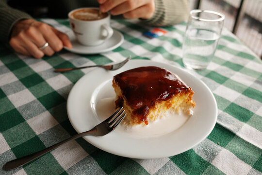 Relaxing Cafe Moment with Cake and Coffee