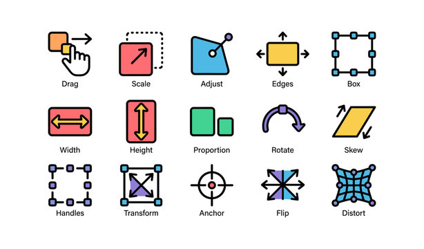 Transform tool icons showing resize and edit controls on white