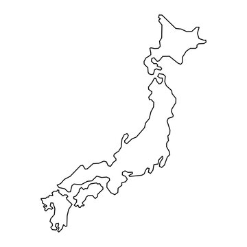 Japan map line vector icon with simple and modern design