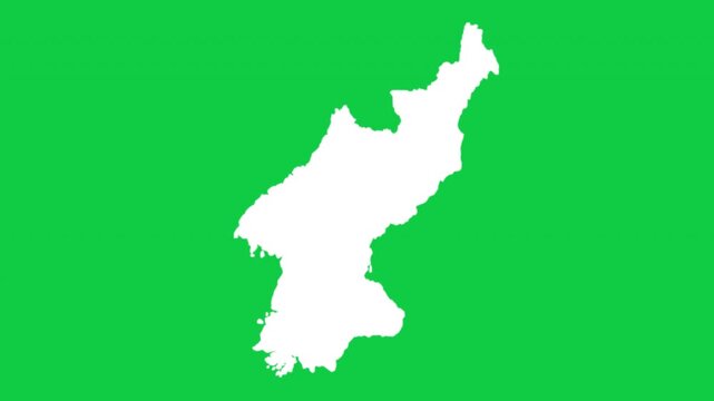 North Korea map pop animation with green background