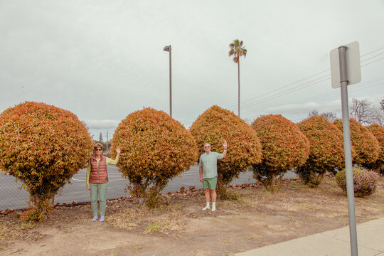 Couple with hedges