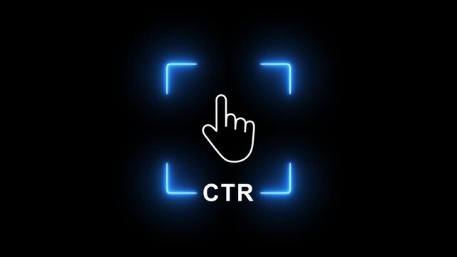 Click Through Rate CTR digital marketing performance analytics concept showing hand clicking icon. Motion graphics of Click icon