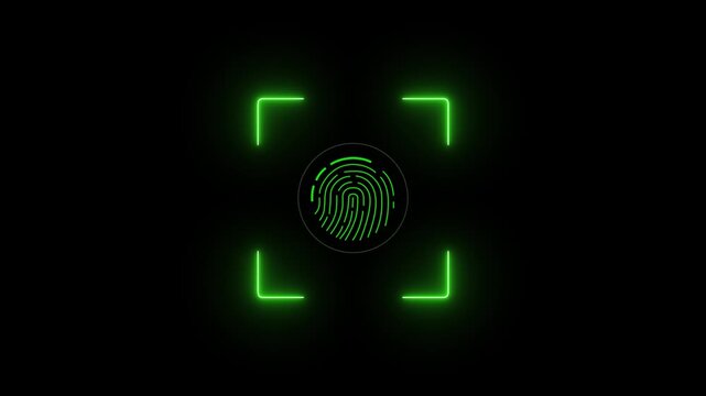 scanner icon animation isolated scanner neon shine icon animation.fingerprint biometric scanning animation. Biometric scanning animation showing neon fingerprint