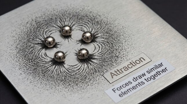 Structured Alignment of Five Magnetic Balls in Fields