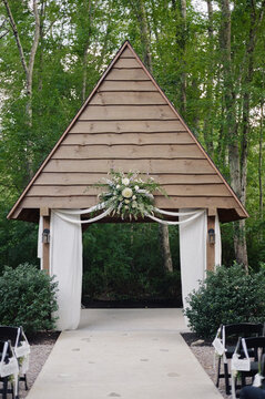 Wedding Ceremony Florals on a Gazebo