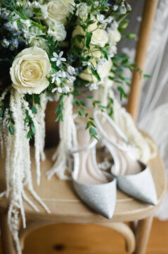 Wedding Bouquet and Shoes