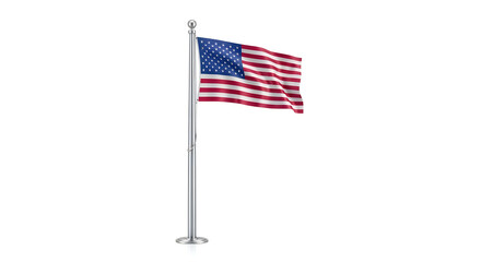 Fototapeta premium american flag waving on white pole against clear sky for usa patriotic celebration