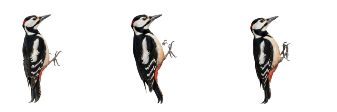 Great Spotted Woodpecker - Dendrocopos major - Pic &eacute;peiche - Pico picapinos - Forest Bird SEO Title - Drumming Bird on Tree Trunk in Woodland Wildlife Photography - Common Garden Bird Portrait Photo