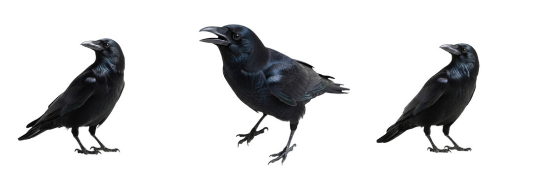 Common Crow Perched - Corvus brachyrhynchos - Corneille - Cuervo - Intelligent Black Bird SEO Title - Smart Songbird on Branch in Urban Park Wildlife Photography - Iconic Dark Bird Nature Photo Art