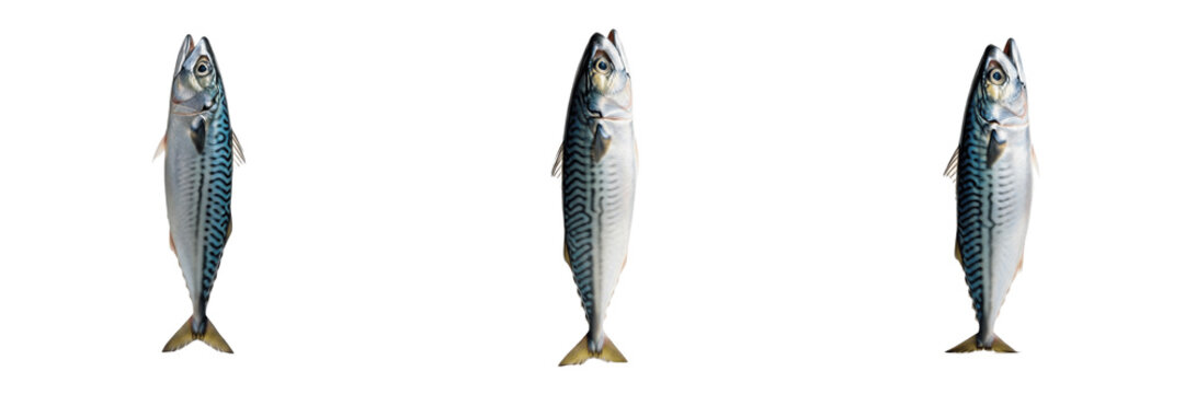 Atlantic Mackerel School - Scomber scombrus - Maquereau - Caballa - Striped Marine Fish SEO Title - Fast Swimming Silver Fish with Green Stripes in Blue Sea Wildlife Photography - Vibrant Sea Life
