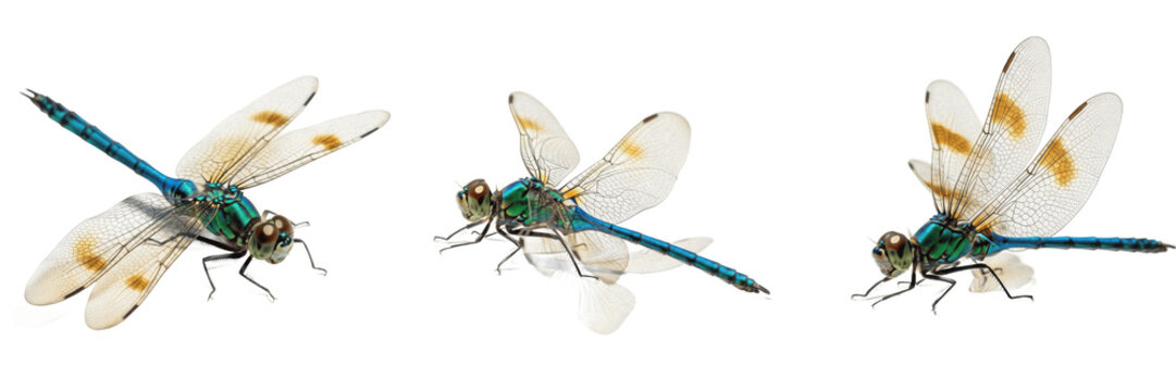 Blue Dasher Dragonfly - Pachydiplax longipennis - Libellule - Lib&eacute;lula - Agile Water Insect SEO Title - Predator Insect Perched on Reed in Pond Wetland Wildlife Photography - Fast Flight Portrait