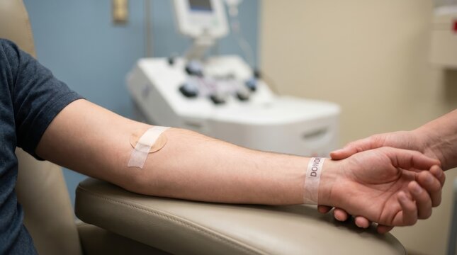 Close-up of Donor Arm with Medical Equipment