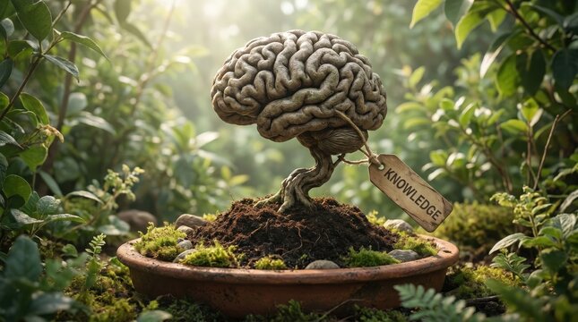 Small Tree Shaped Like a Brain Bearing Knowledge