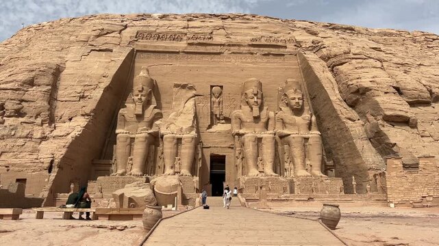 A view of the Temple of Ramses II in Abu Simbel, Egypt.