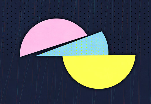 Circular shape divided into three unequal parts