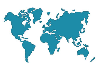 Obraz premium Simple world map silhouette with continents, clean vector geography isolated on white background.