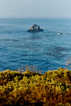 Rock formation in the ocean near the coastline 