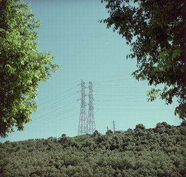 Power Lines Over Hillside