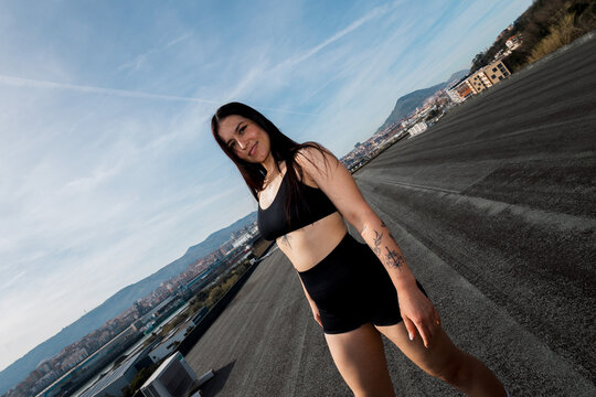 Portrait of a fitness girl outdoors