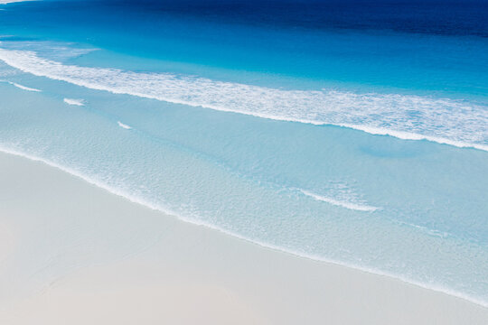 Aerial Blue Water & White Sandy Beach