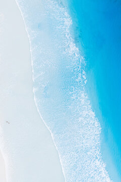 Aerial Blue Water & White Sandy Beach