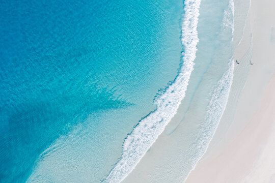 Aerial Blue Water & White Sandy Beach