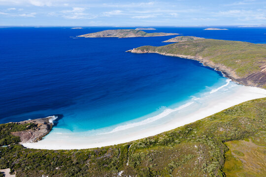 Aerial views over Hellfire Bay Esperance Western Australia