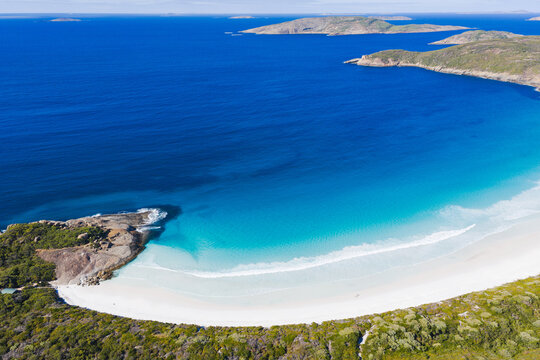 Aerial views over Hellfire Bay Esperance Western Australia