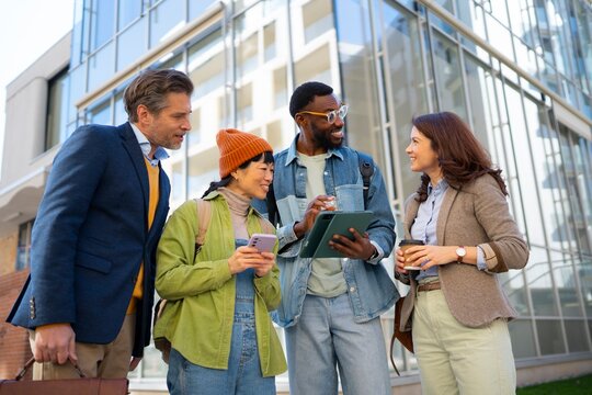 Entrepreneurs reviewing positive results