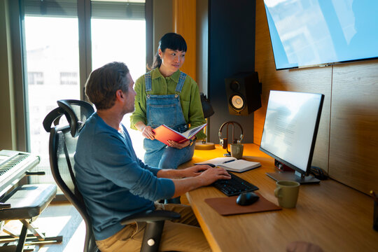 People working in a modern office space together