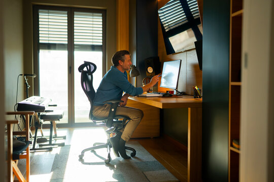 Man working at desk in modern office space