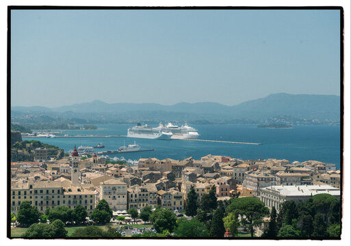 Cruise Ships Docked Near Corfu Town