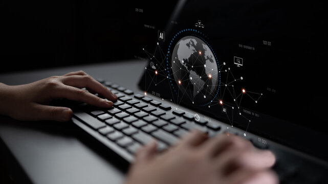 Global AI network showing connection between AI, global, and network elements across the digital world and data infrastructure Latch