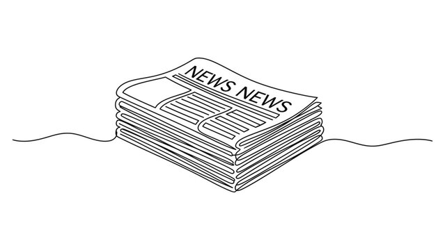 Continuous one line drawing of a stack of daily newspapers.