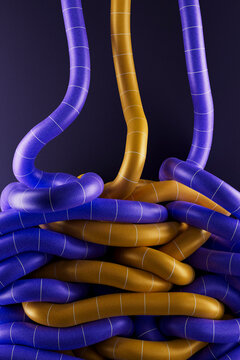 Interwoven Purple and Gold Tubes Stack