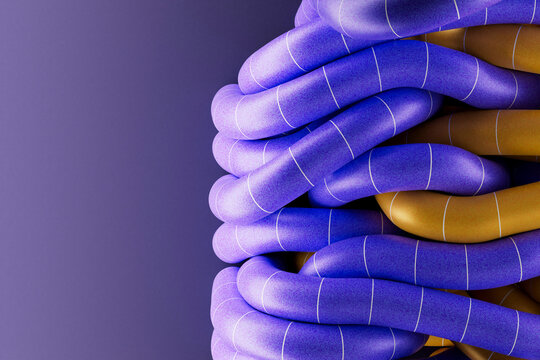 Purple and Gold Tubes Side Composition
