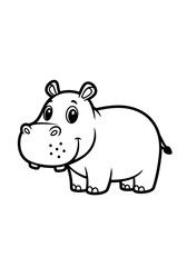 Obraz premium This image features a cute cartoon hippopotamus, perfect for kids' coloring pages and educational materials. The simple black and white line drawing showcases the hippopotamus' distinctive f