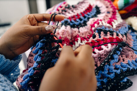 Close Up of Crochet Hook and Yarn