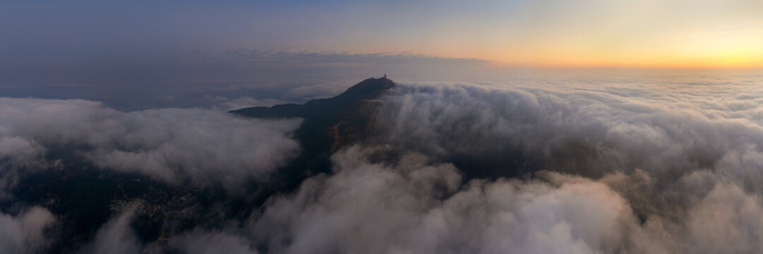 Tai mo shan mountian low clouds at sunrise
