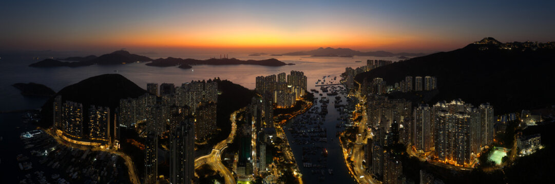Aberdeen Harbour at sunet Hong Kong
