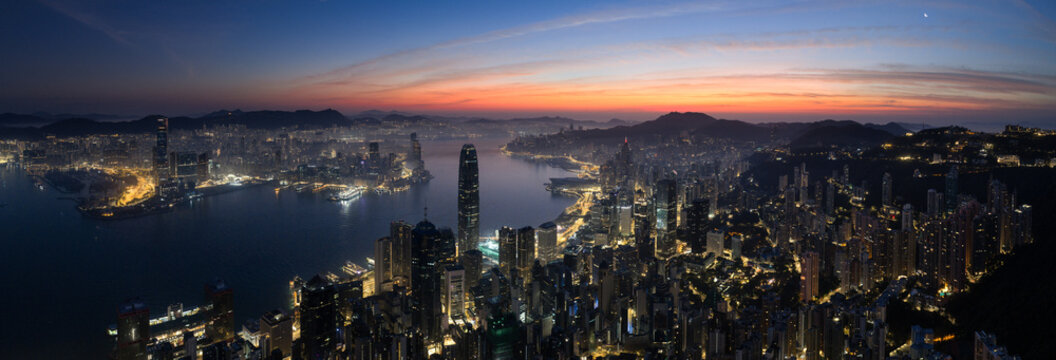 Hong Kong Island and Harbour Sunirse Aerial