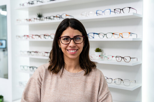 Customer Posing Wearing Eyeglasses