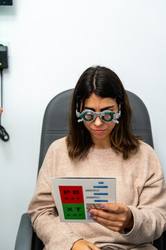 Woman Reading Eye Chart