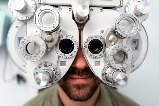 Man Looking Through Phoropter