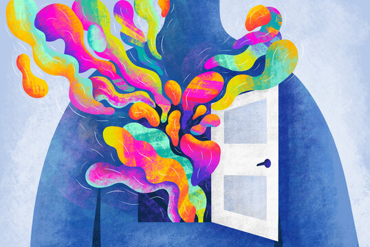 Creative expression from open door inside the person